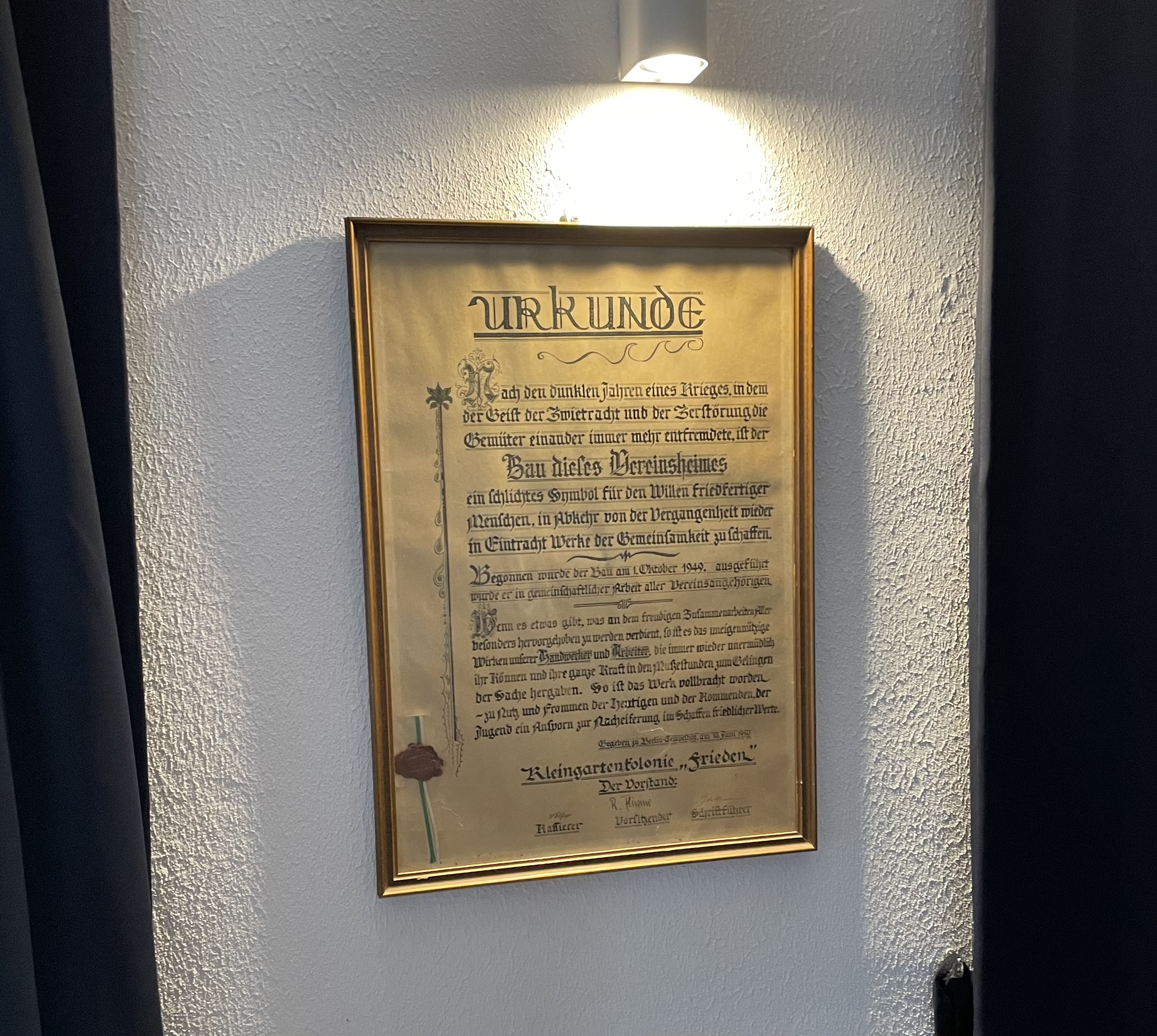 Vereinsurkunde von 1950
